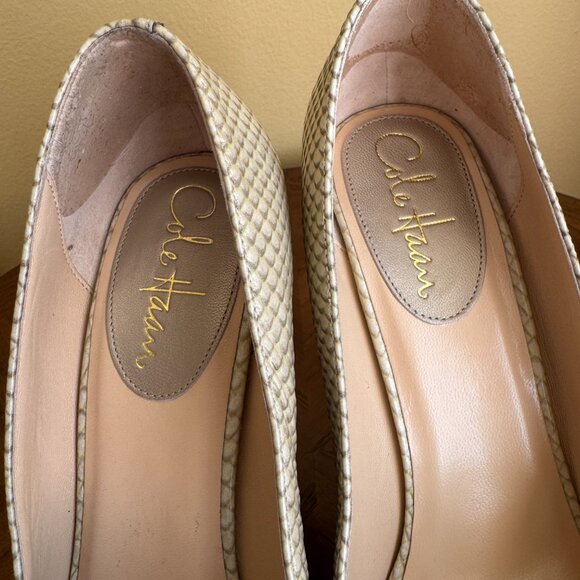 Cole Haan Gold Tanya Python Print Pumps Size 8 - Picture 7 of 9